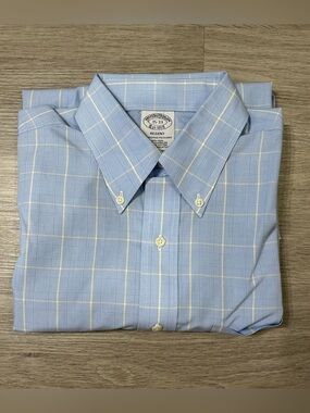 Brooks Brothers Light Blue Windowpane Button-Down Shirt